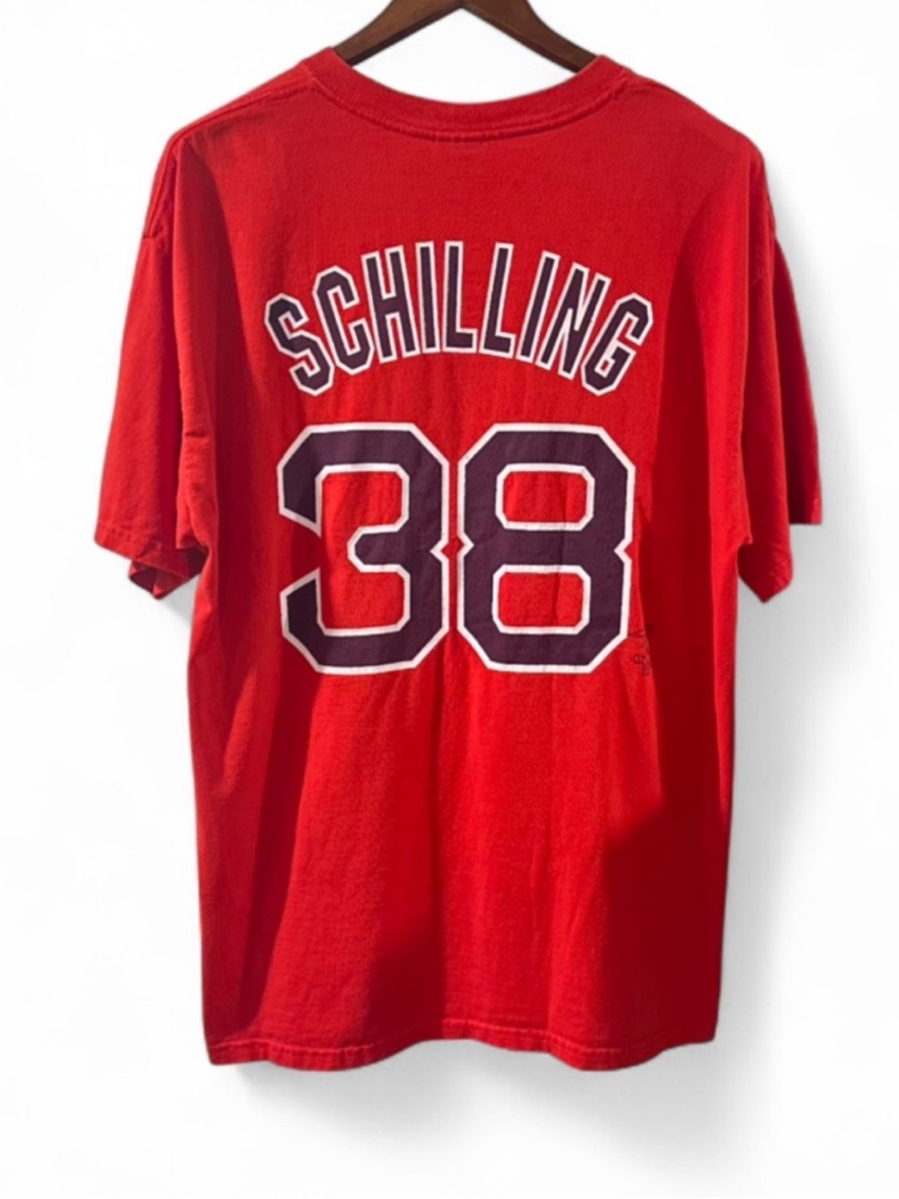 Vintage Y2K MLB Boston Red Sox Curt Schilling 38 Graphic T-shirt Size Men’s XL